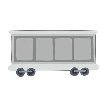 White freight train wagon rolling on rails Stock Illustration
