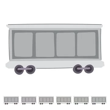 White freight train wagon rolling on rails graphic Stock Illustration