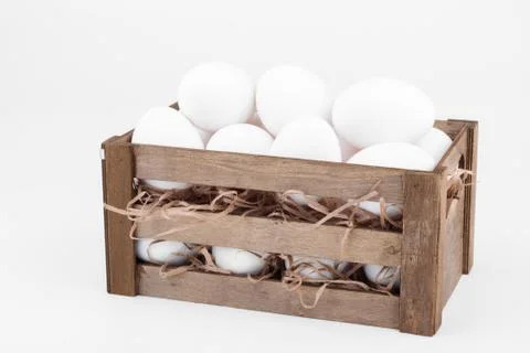 White fresh eggs Stock Photos
