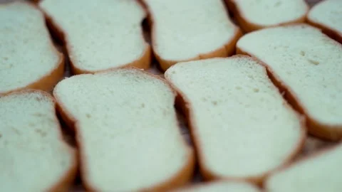 White Freshly Baked Bread, Sliced, Rotation, Close-up Stock Footage 145394796