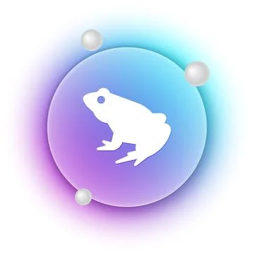 White Frog icon isolated on white background. Animal symbol. Blue and purpl.. Illustrazione stock