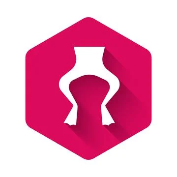 White Frog legs icon isolated with long shadow. Pink hexagon button. Vector Stock Illustration