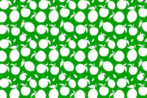 White fruit shape pattern on a green background Stock Illustration