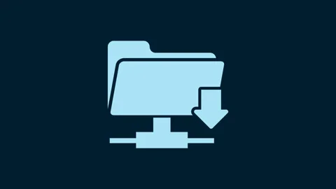 White FTP folder download icon isolated on blue background. Software update Stock Footage 230009329