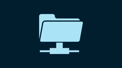 White FTP folder icon isolated on blue background. Software update, transfer Stock Footage 230009399