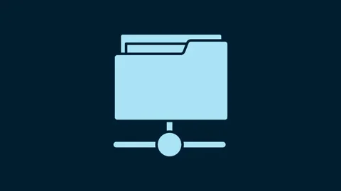 White FTP folder icon isolated on blue background. Software update, transfer Stock Footage 230056604