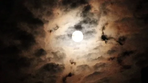 White Full Moon &amp; Cloud Time Lapse Stock Footage 110778582
