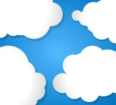 White Funny Clouds on Blue Background. Jpeg Decorative Illustration Stock Illustration