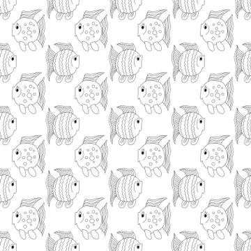White funny fish seamless pattern Stock Illustration