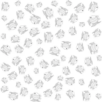 White funny fish seamless pattern Stock Illustration