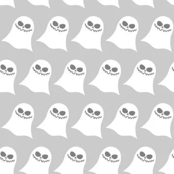 White funny ghost seamless pattern. Vector backgrounds for Halloween night. T Stock Illustration