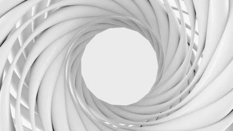 White Futuristic Circular Background. 3D illustration,. Modern Geometric Stru Иллюстрация