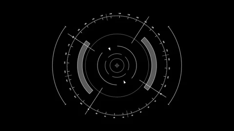 White futuristic circular hud interface elements scanning on a black backgr.. Stock Footage 347933896