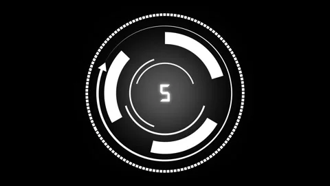 White futuristic countdown timer displaying number three with circular elem.. Stock Footage 337366351