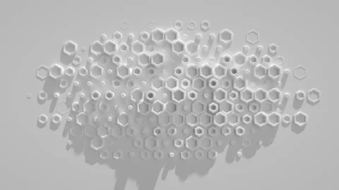 White futuristic hexagonal background loopable 3D render 4k UHD 3840x2160 Stock Footage 103502810
