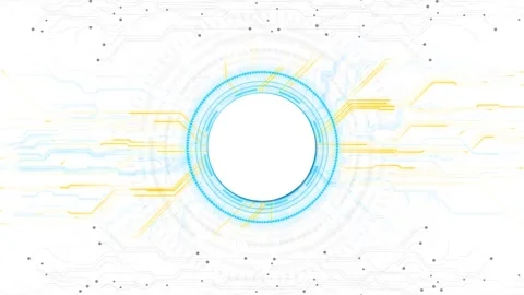White futuristic HUD interface background blue circular ring, circuit lines, gra Stock Footage 340412379