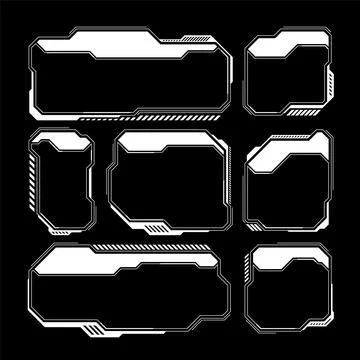 White futuristic HUD, UI elements. Sci-fi user interface text boxes, callouts 库存插图