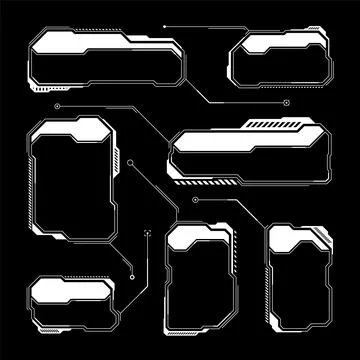 White futuristic HUD, UI elements. Sci-fi user interface text boxes, callouts Illustrazione stock