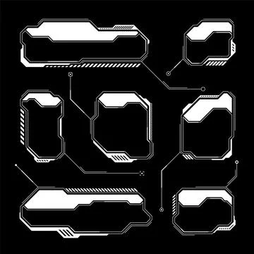 White futuristic HUD, UI elements. Sci-fi user interface text boxes, callouts Illustrazione stock