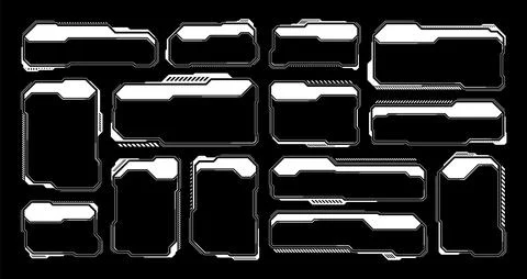 White futuristic HUD, UI elements. Sci-fi user interface text boxes, callouts イラスト素材
