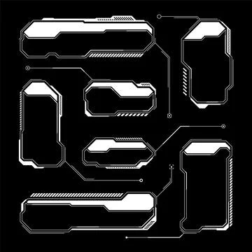 White futuristic HUD, UI elements. Sci-fi user interface text boxes, callouts イラスト素材