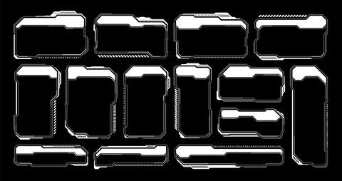 White futuristic HUD, UI elements. Sci-fi user interface text boxes, callouts 库存插图