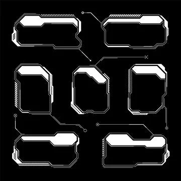 White futuristic HUD, UI elements. Sci-fi user interface text boxes, callouts Illustrazione stock