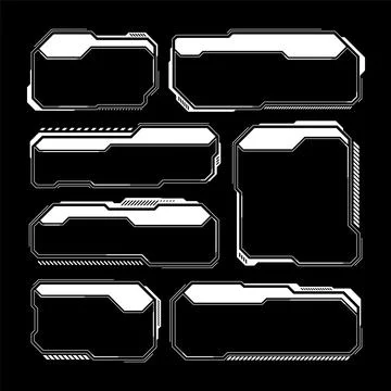 White futuristic HUD, UI elements. Sci-fi user interface text boxes, callouts 库存插图