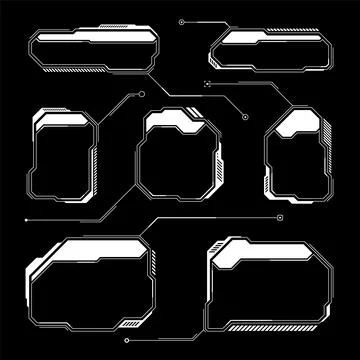 White futuristic HUD, UI elements. Sci-fi user interface text boxes, callouts 库存插图