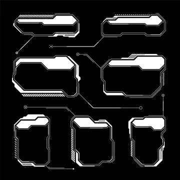 White futuristic HUD, UI elements. Sci-fi user interface text boxes, callouts Illustrazione stock