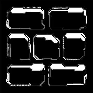 White futuristic HUD, UI elements. Sci-fi user interface text boxes, callouts Illustrazione stock