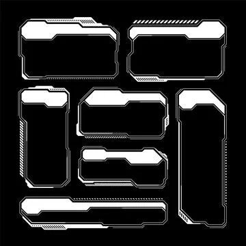 White futuristic HUD, UI elements. Sci-fi user interface text boxes, callouts Illustrazione stock