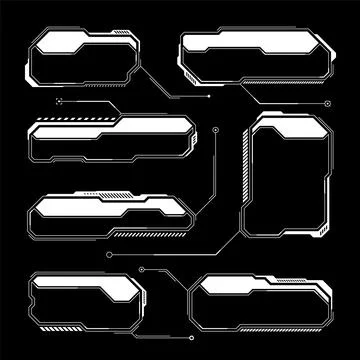 White futuristic HUD, UI elements. Sci-fi user interface text boxes, callouts 스톡 일러스트