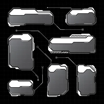 White futuristic HUD, UI elements. Sci-fi user interface text boxes, callouts 스톡 일러스트