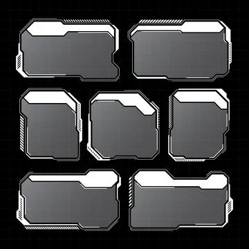 White futuristic HUD, UI elements. Sci-fi user interface text boxes, callouts イラスト素材