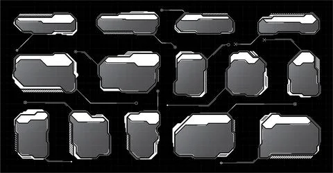 White futuristic HUD, UI elements. Sci-fi user interface text boxes, callouts Stockillustratie