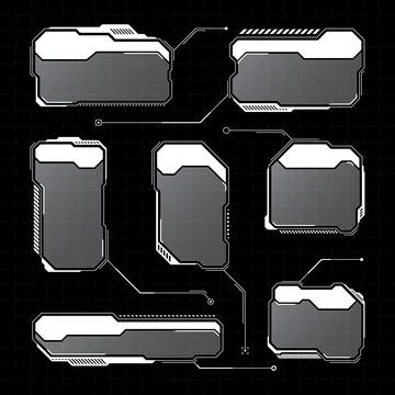 White futuristic HUD, UI elements. Sci-fi user interface text boxes, callouts 库存插图