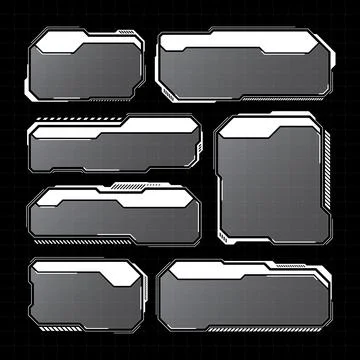 White futuristic HUD, UI elements. Sci-fi user interface text boxes, callouts Stock Illustration