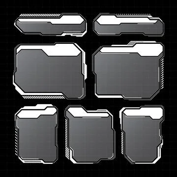 White futuristic HUD, UI elements. Sci-fi user interface text boxes, callouts 스톡 일러스트