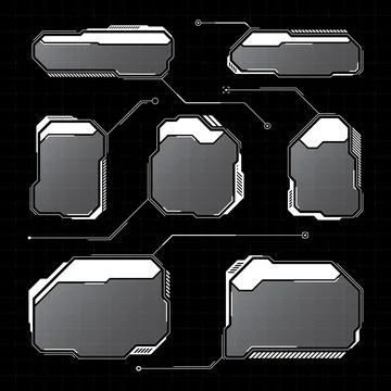 White futuristic HUD, UI elements. Sci-fi user interface text boxes, callouts 库存插图