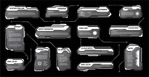 White futuristic HUD, UI elements. Sci-fi user interface text boxes, callouts イラスト素材