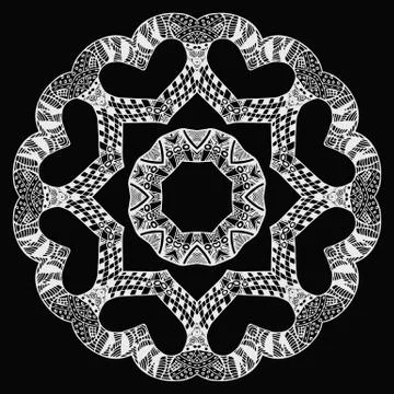 White futuristic round pattern on black Stock Illustration