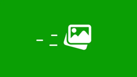 White gallery image icon animation with speed motion lines on green screen. Stockbeeldmateriaal 346497388