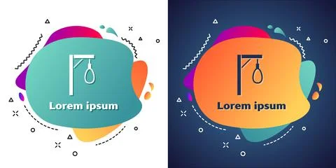 White Gallows rope loop hanging icon isolated on white and blue background. Rope Illustrazione stock