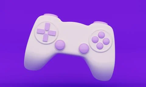 White game controller on a lilac background. 3d rendering Stock Illustration