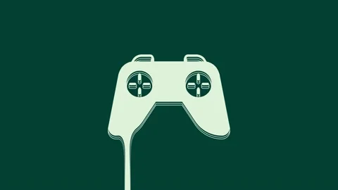 White Game controller or joystick for game console icon isolated on green Stock Footage 236032331