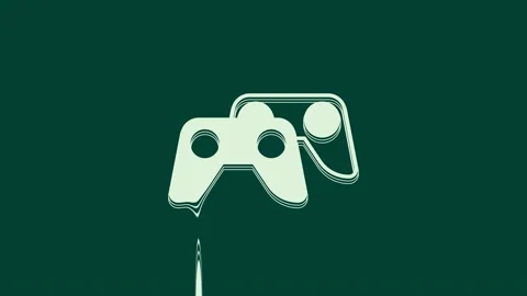 White Game controller or joystick for game console icon isolated on green Stock Footage 236032414