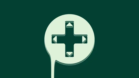 White Game controller or joystick for game console icon isolated on green Stock Footage 236032659