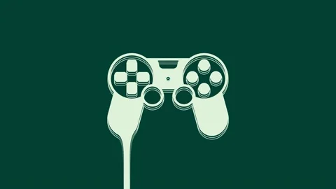 White Game controller or joystick for game console icon isolated on green Stock Footage 236032787