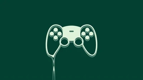 White Game controller or joystick for game console icon isolated on green Stock Footage 236032894